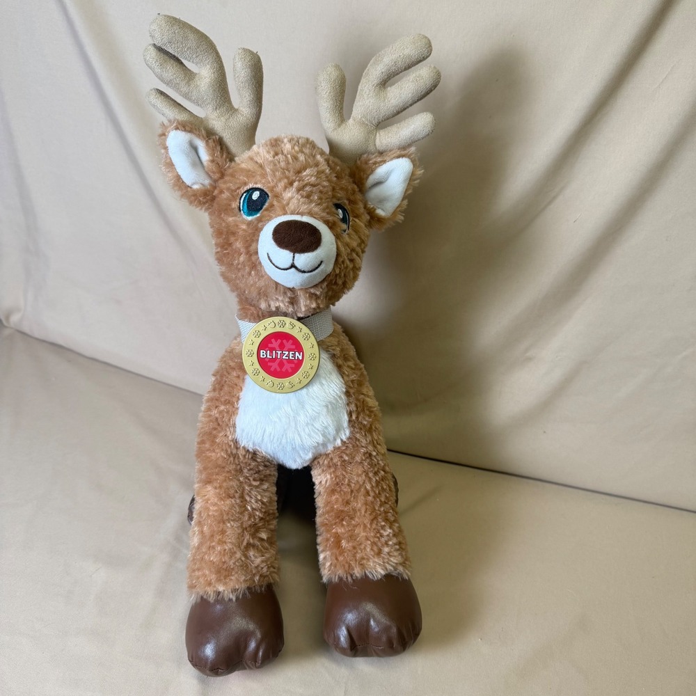 Build A Bear Blitzen Reindeer Merry Mission Plush Holiday Brown Blue Eyes 2018